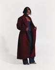IMAN Wool Long jacket in BURGUNDY