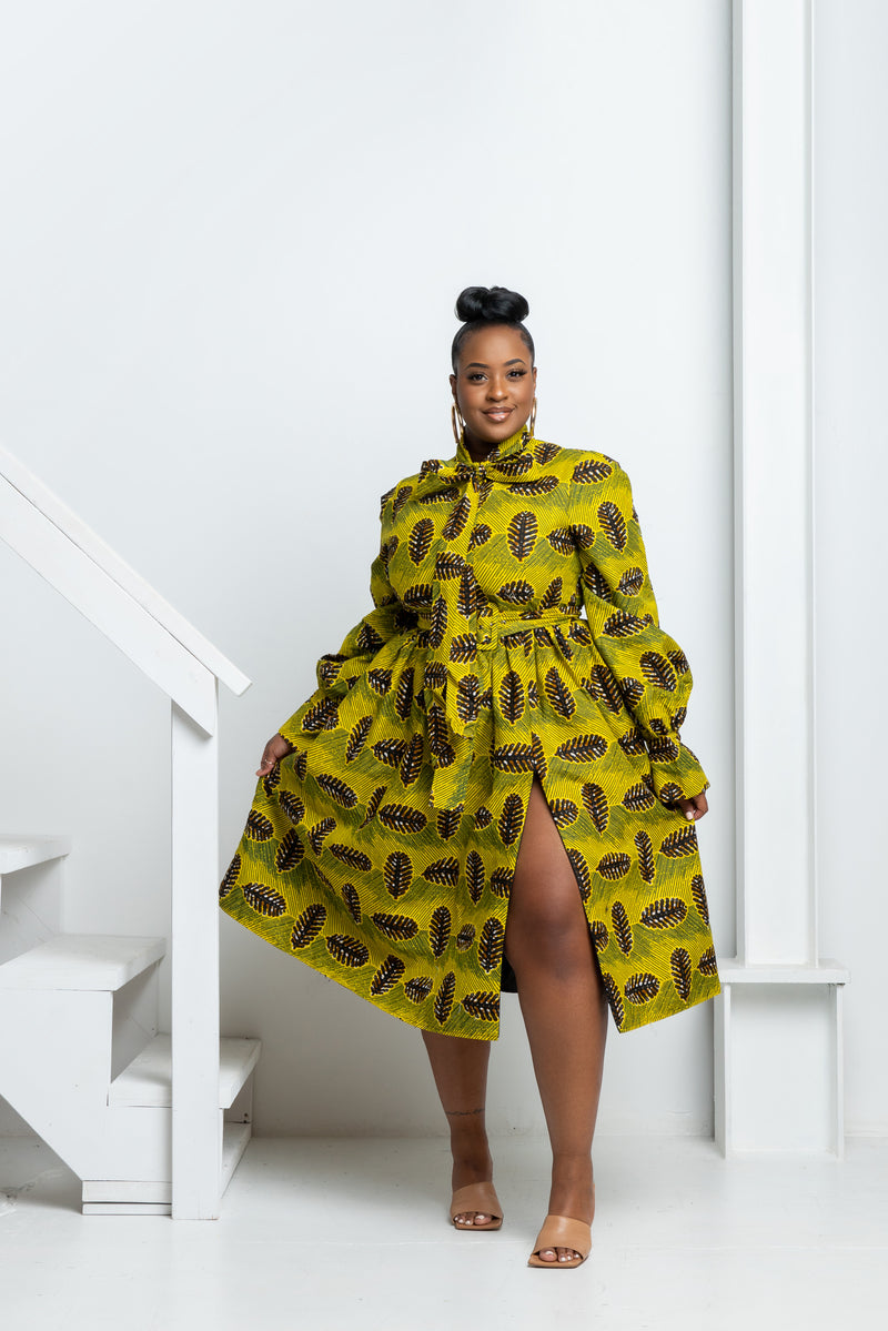 BAMI African Print Midi Dress (pussybow)