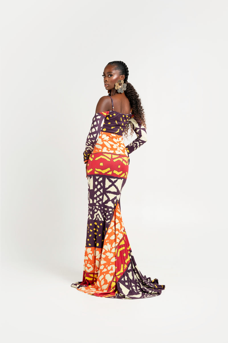 ANU BURGUNDY LONG SLEEVE MAXI DRESS