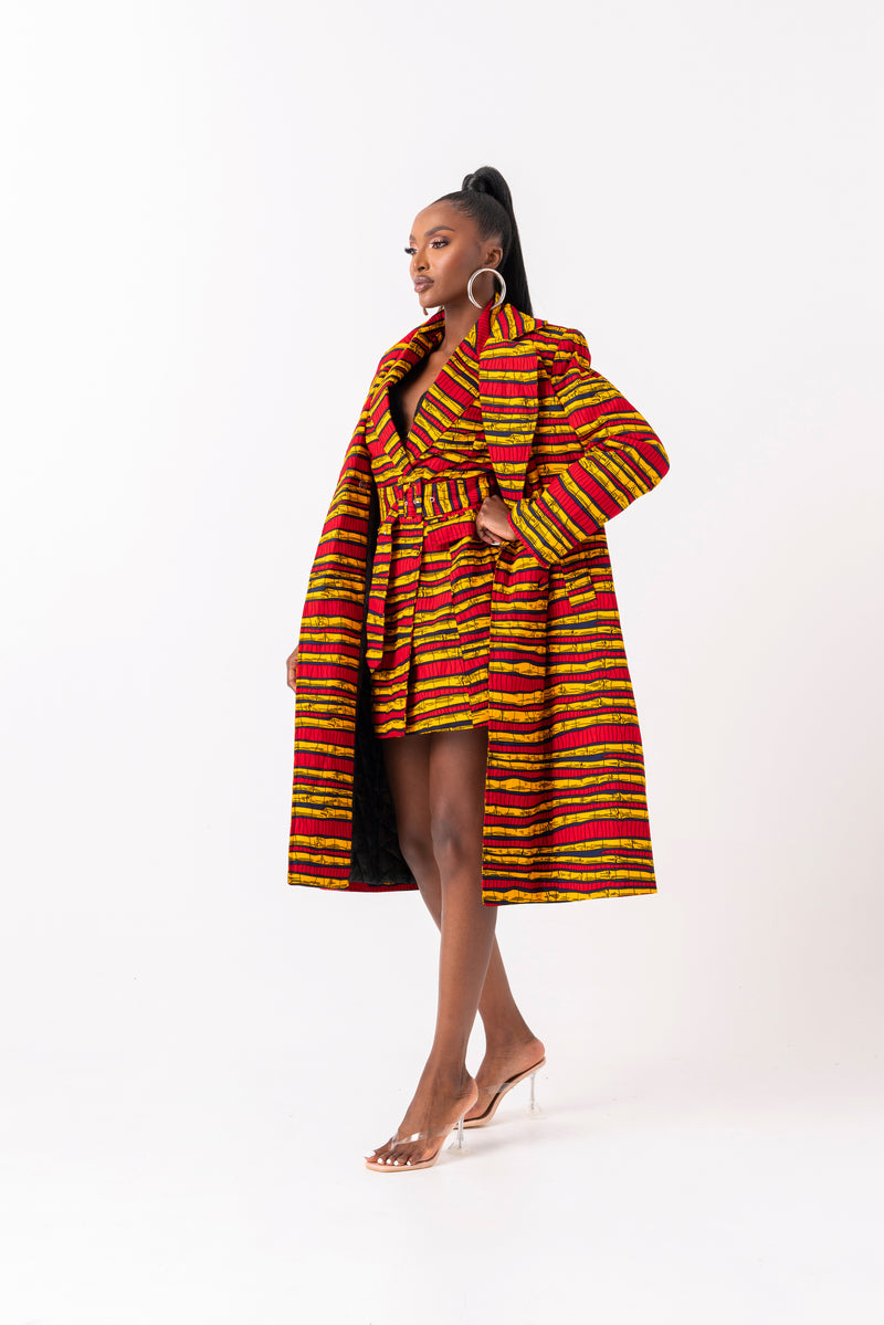 RITA African Print Trench COAT- NO BELT