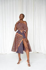 FIMI African Print One-shoulder Midi Dress