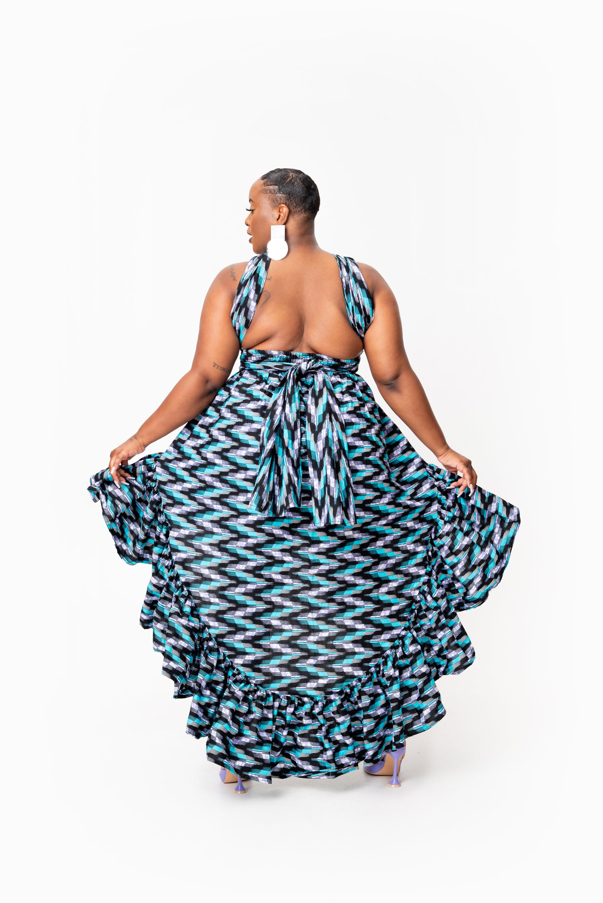 LINA African Print Hi-low Infinity Dress OFUURE LINA African Print Hi-low Infinity Dress OFUURE