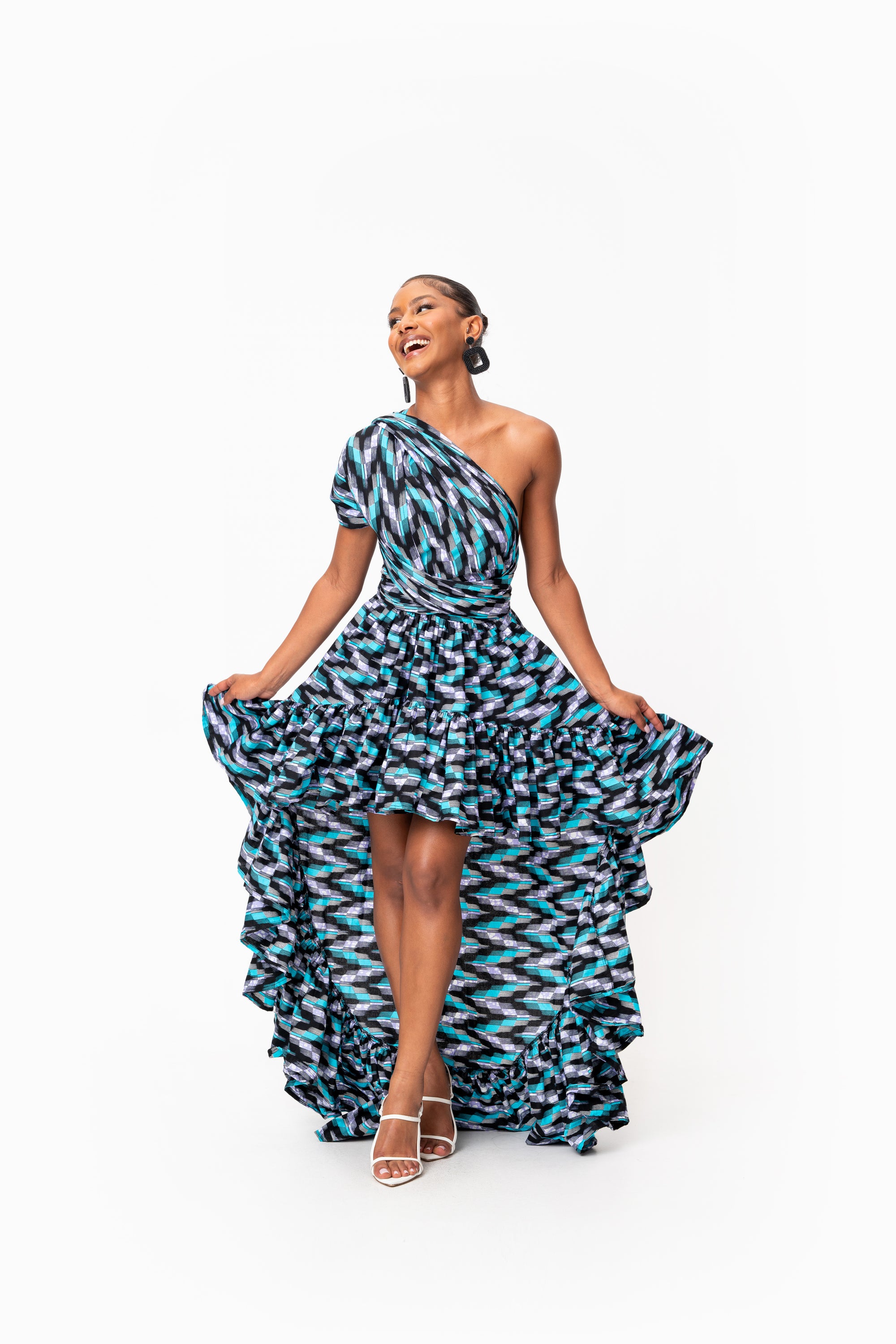 LINA African Print Hi-low Infinity Dress OFUURE LINA African Print Hi-low Infinity Dress OFUURE