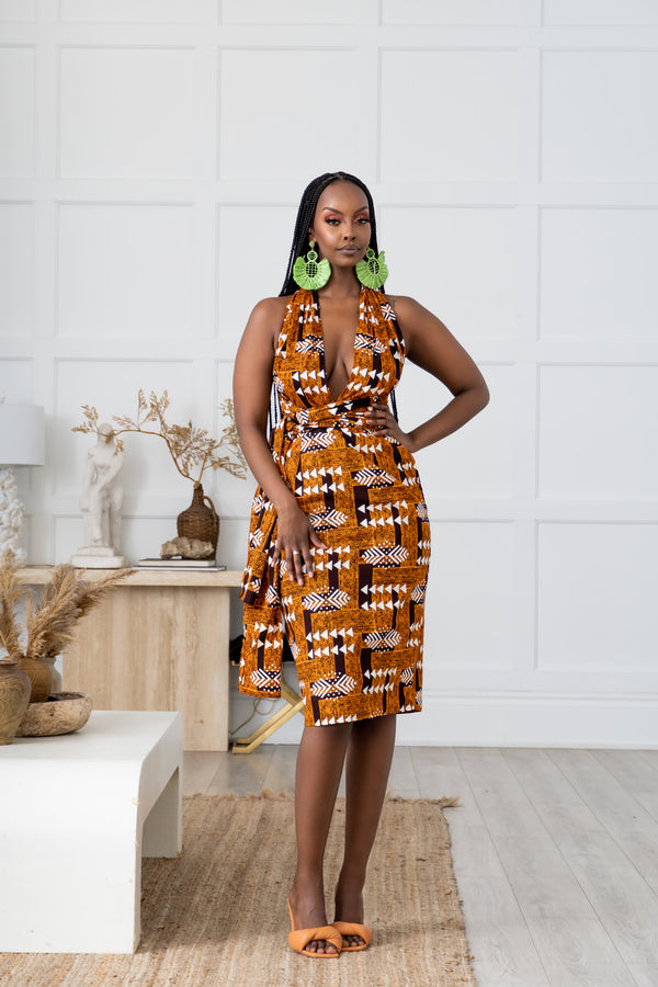 TERRA African print midi infinity dress