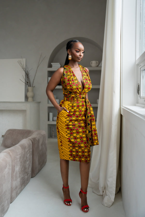 DUMEBI African print midi infinity dress