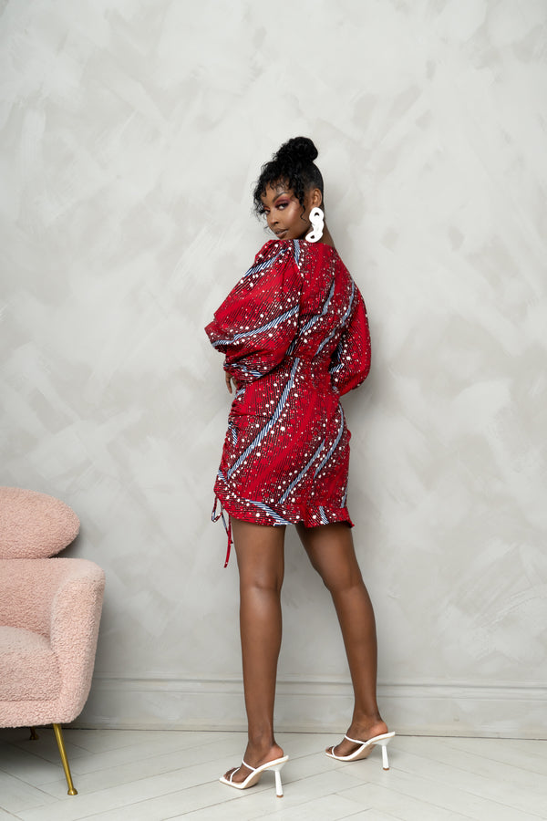 GBENGA African Print Cut-out Mini Dress