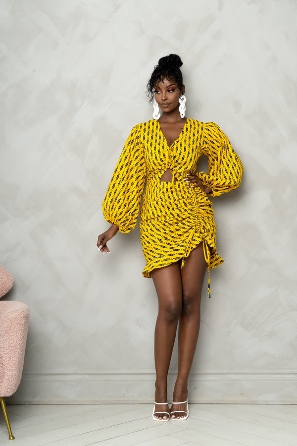 CHI-CHI African Print Cut-out Mini Dress