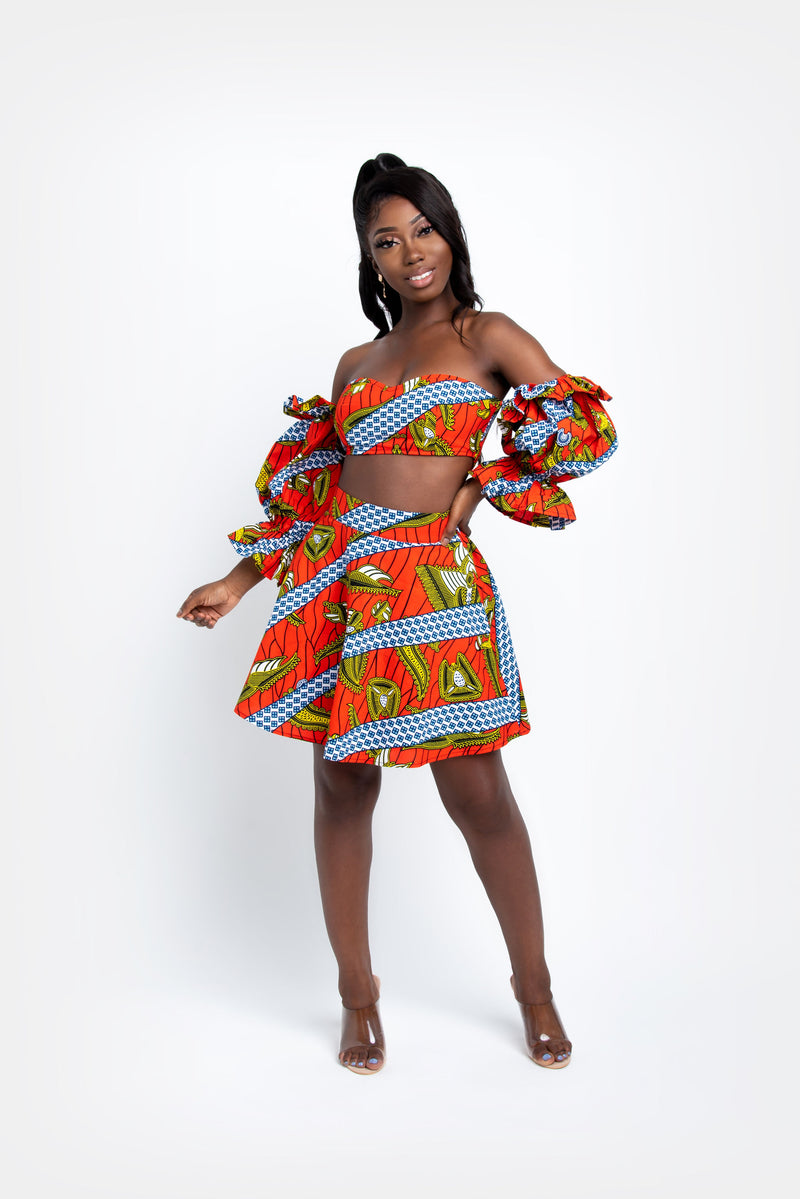 MONIFA African Print Mini Skirt