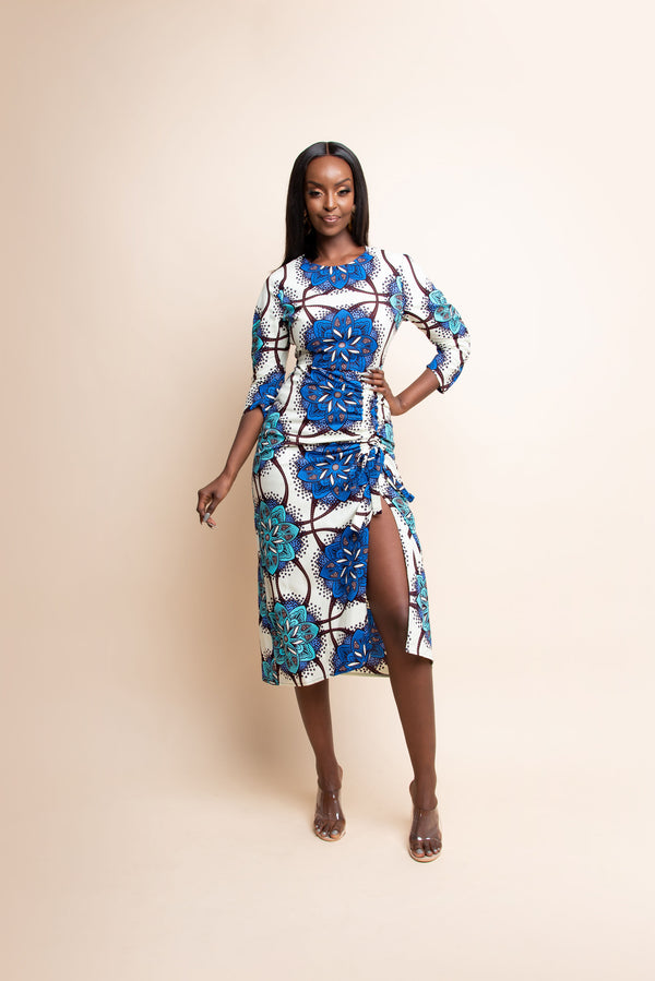 WALE African Print Slit Midi Dress