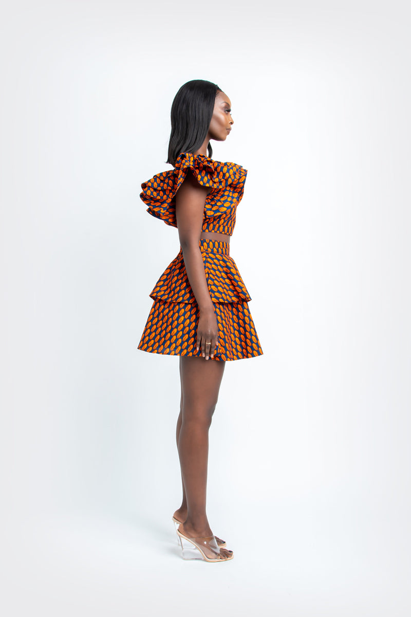 OMOLARA African Print Layered Mini Skirt