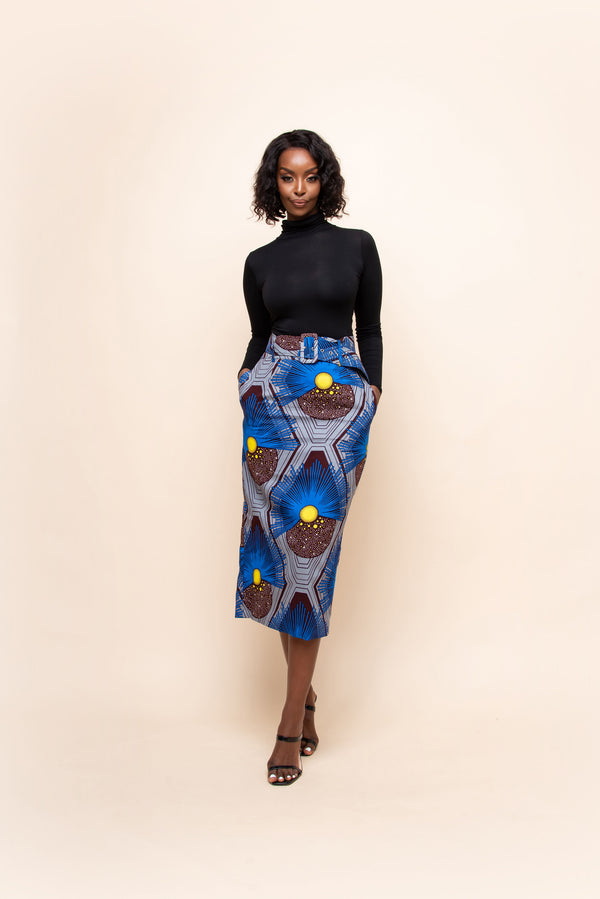 BAMIDELE African Print Pencil Midi Skirt