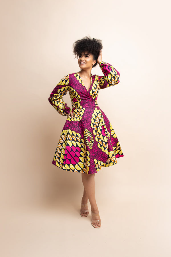 MFON African Print Wrap Dress