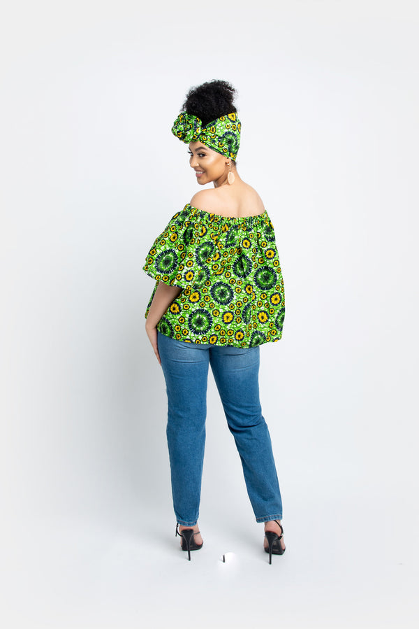 LOLO African Print Off Shoulder Top