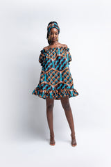 KOLA African print Off shoulder mini dress