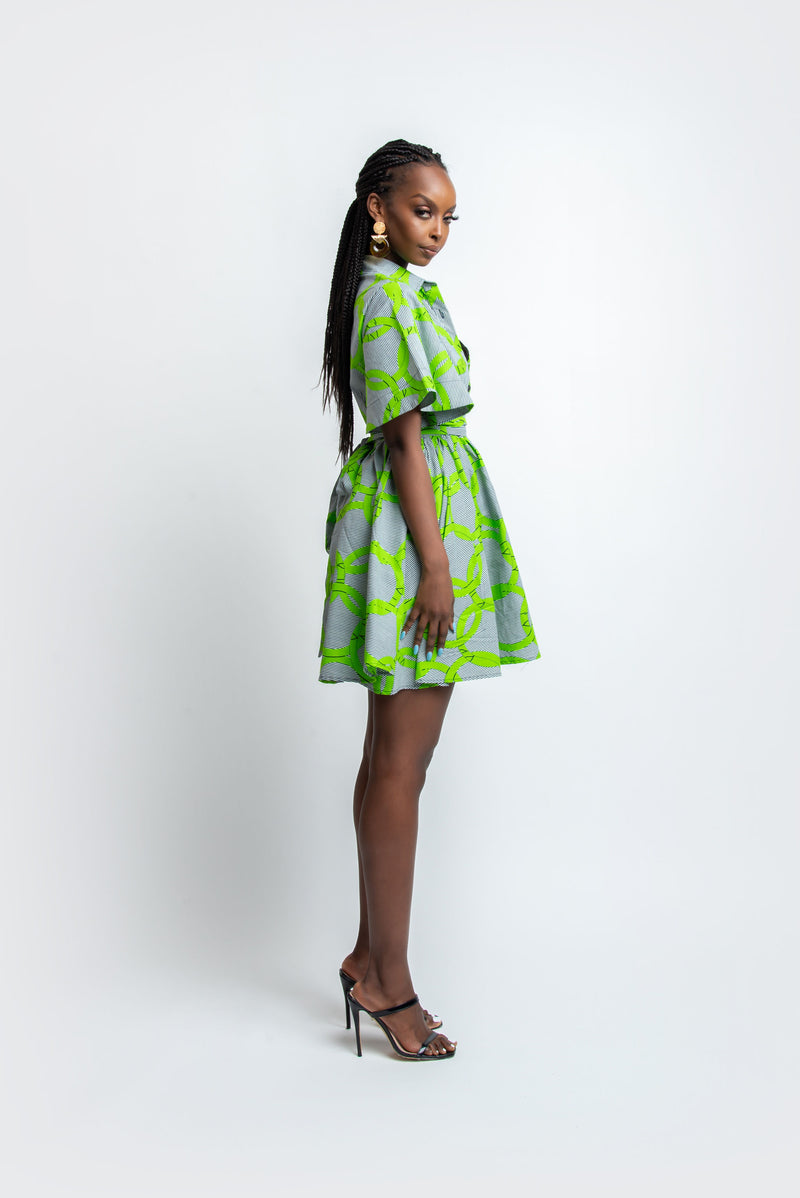 KOJO African Print Shirt Mini Dress