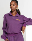 PURPLE QUEEN Plush fleece Crop Pullover