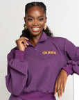 PURPLE QUEEN Plush fleece Crop Pullover