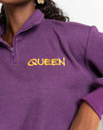 PURPLE QUEEN Plush fleece Crop Pullover