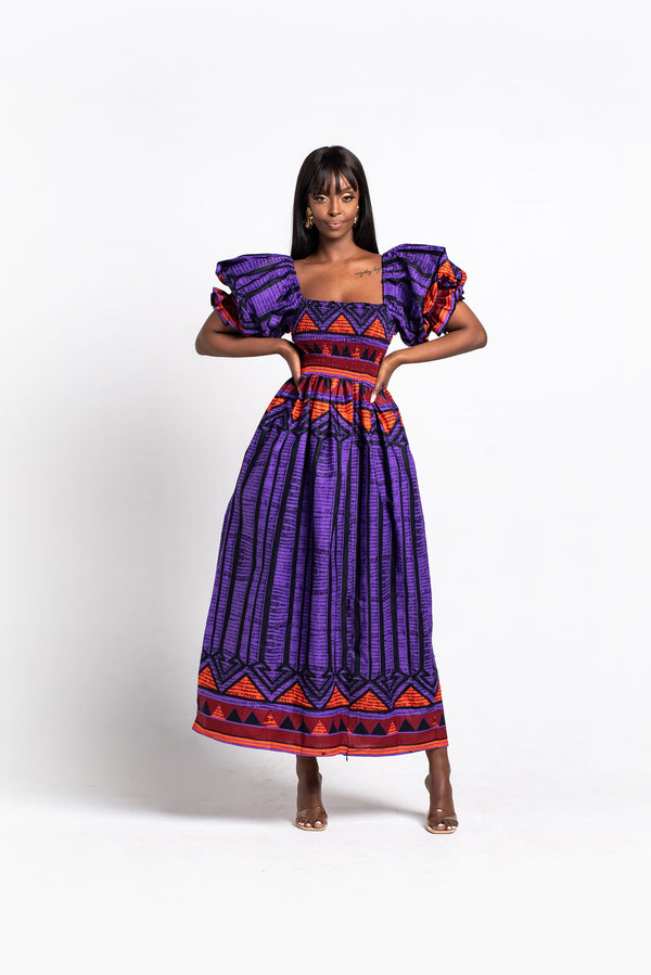 RIRE African print smocked Maxi dress