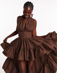 AMA Hi-low Dress in BROWN