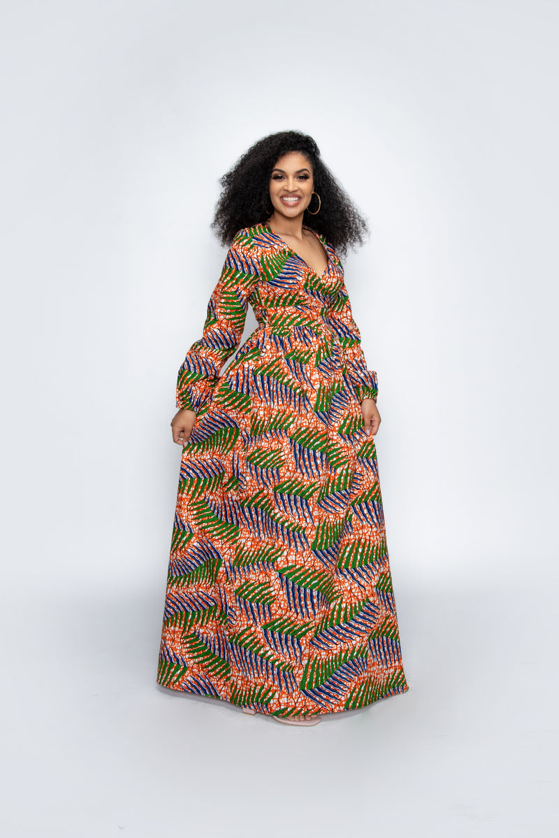 NADIA African Print WRAP Maxi Dress