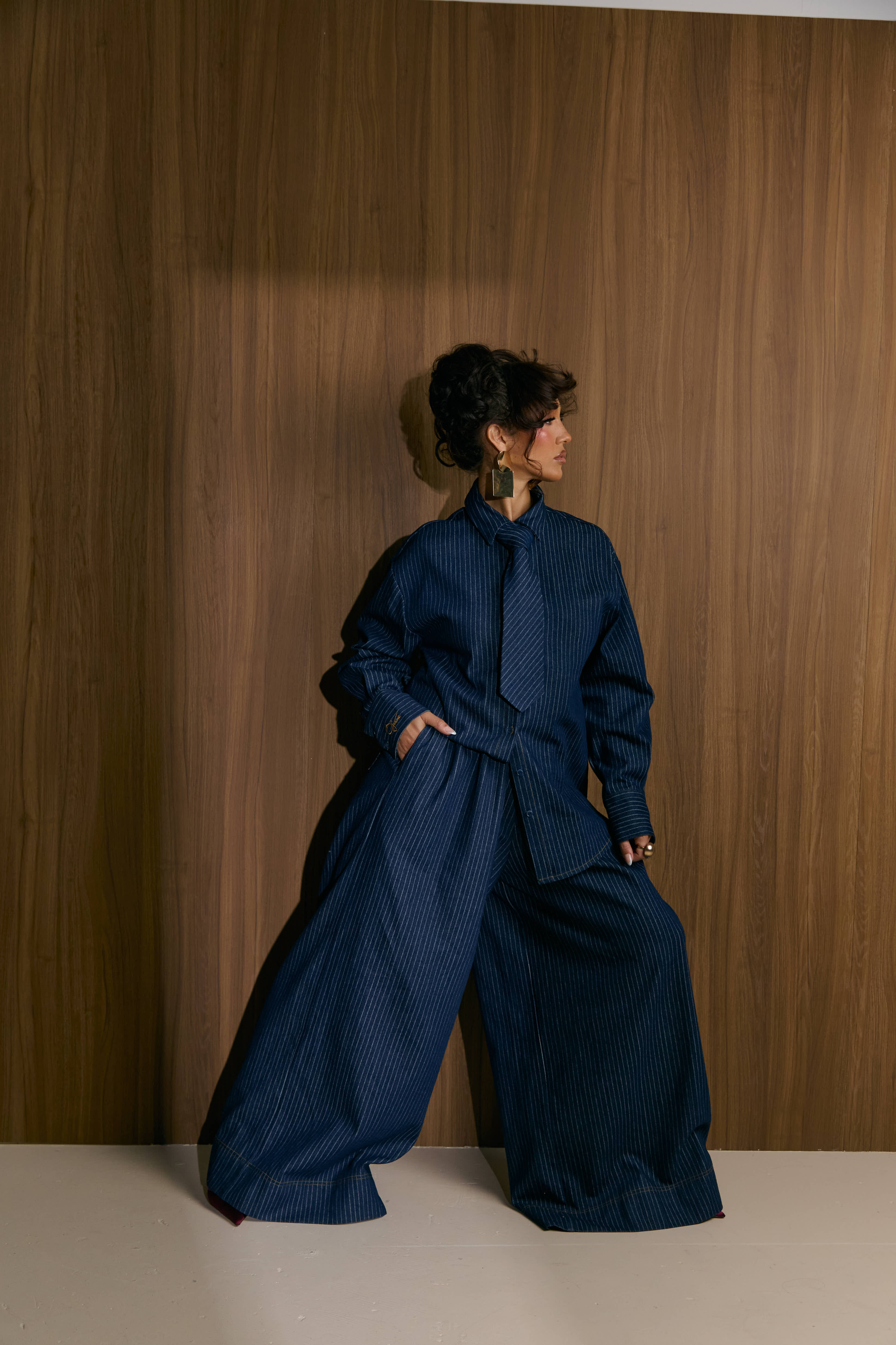 Denim Pinstripe AMARA Pants – OFUURE