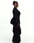 EME Sequin Fringe Maxi Dress in BLACK