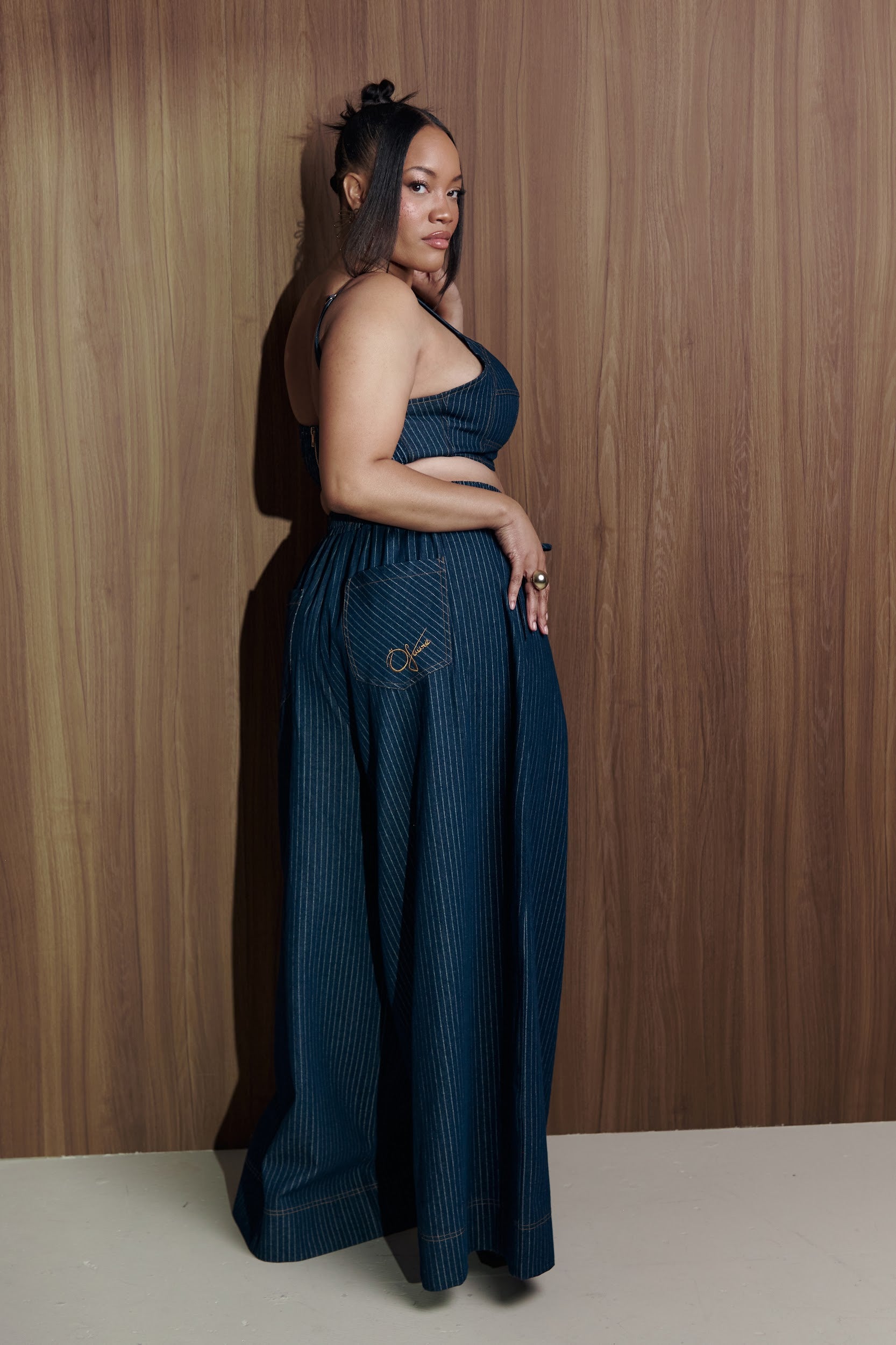 Denim Pinstripe AMARA Pants – OFUURE