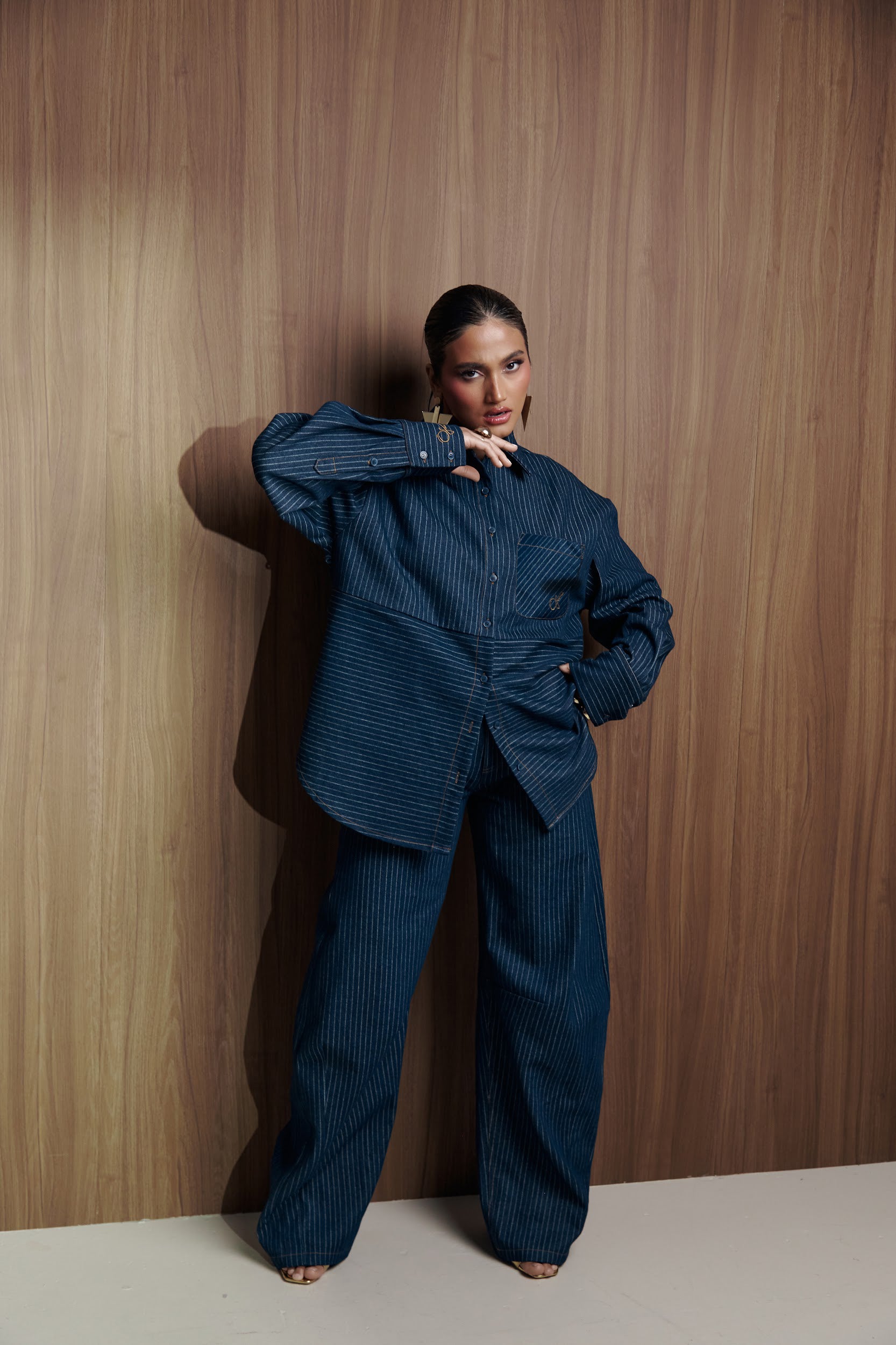 Denim Pinstripe TIA Button Up Shirt