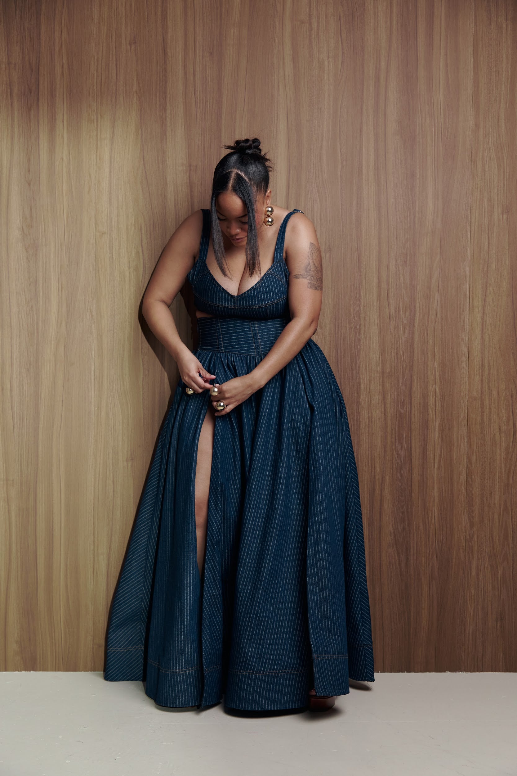 Denim Pinstripe DANI Maxi Skirt