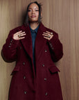 IMAN Wool Long jacket in BURGUNDY