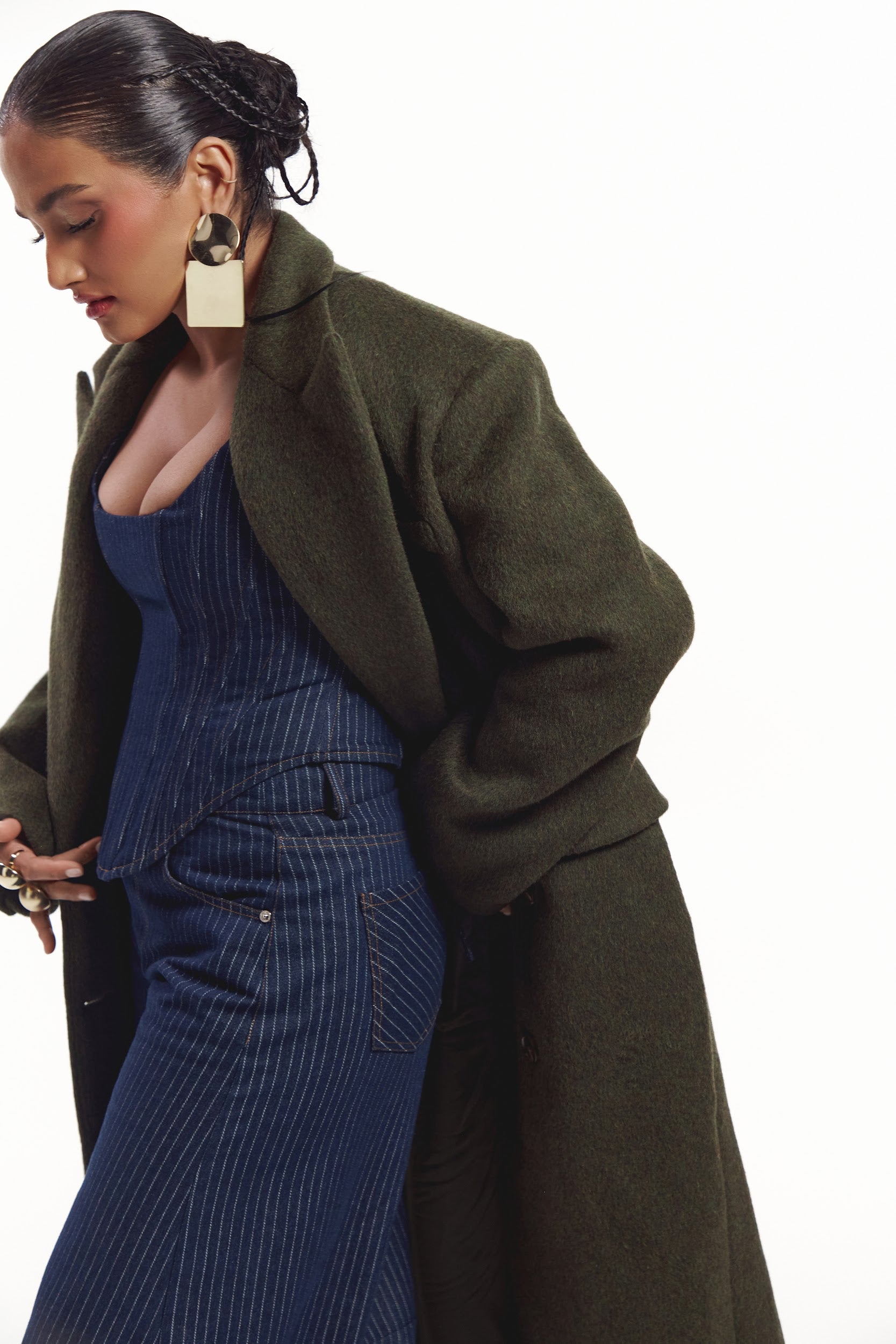 IMAN Wool Long jacket in OLIVE