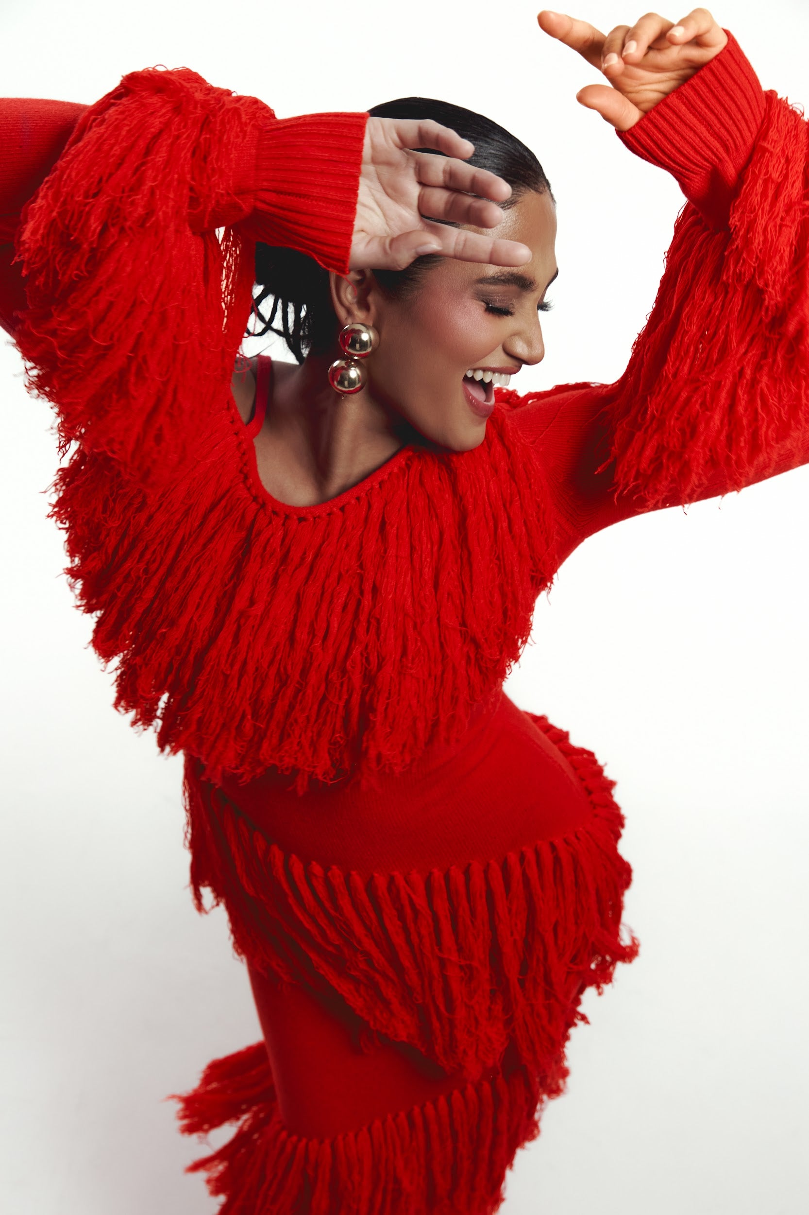red fringe dress Kylia S The exquisite macrame detailing is balanced by monochrome fabric and was designed for versatility whether you style it for a night out or impromptu day at the beach. Selena Sequin Fringe Mini Dress
