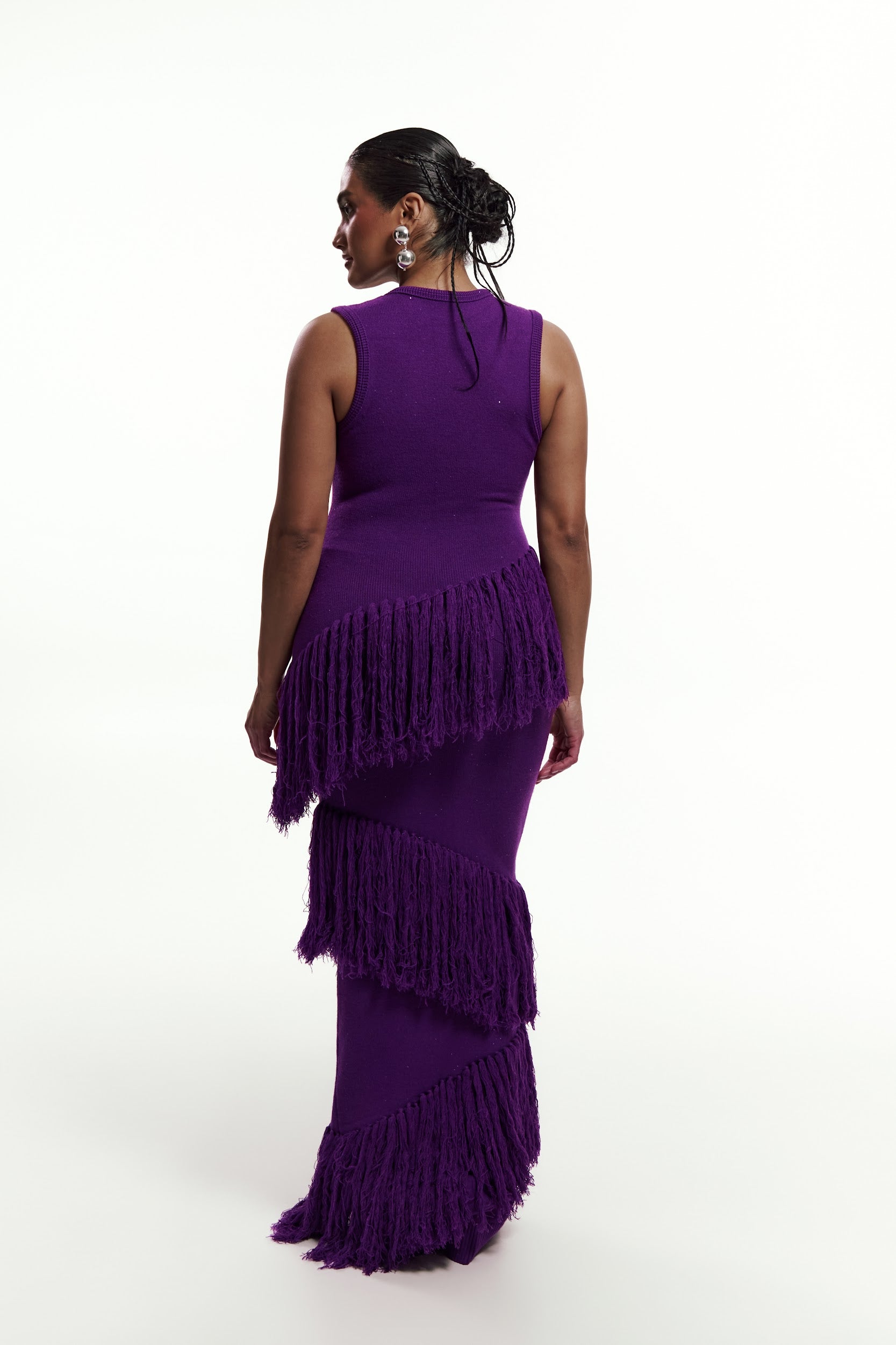 UYAI Sequin Fringe Maxi Dress in PURPLE  OFUURE