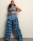Light Denim DARIA Ruffle Pants