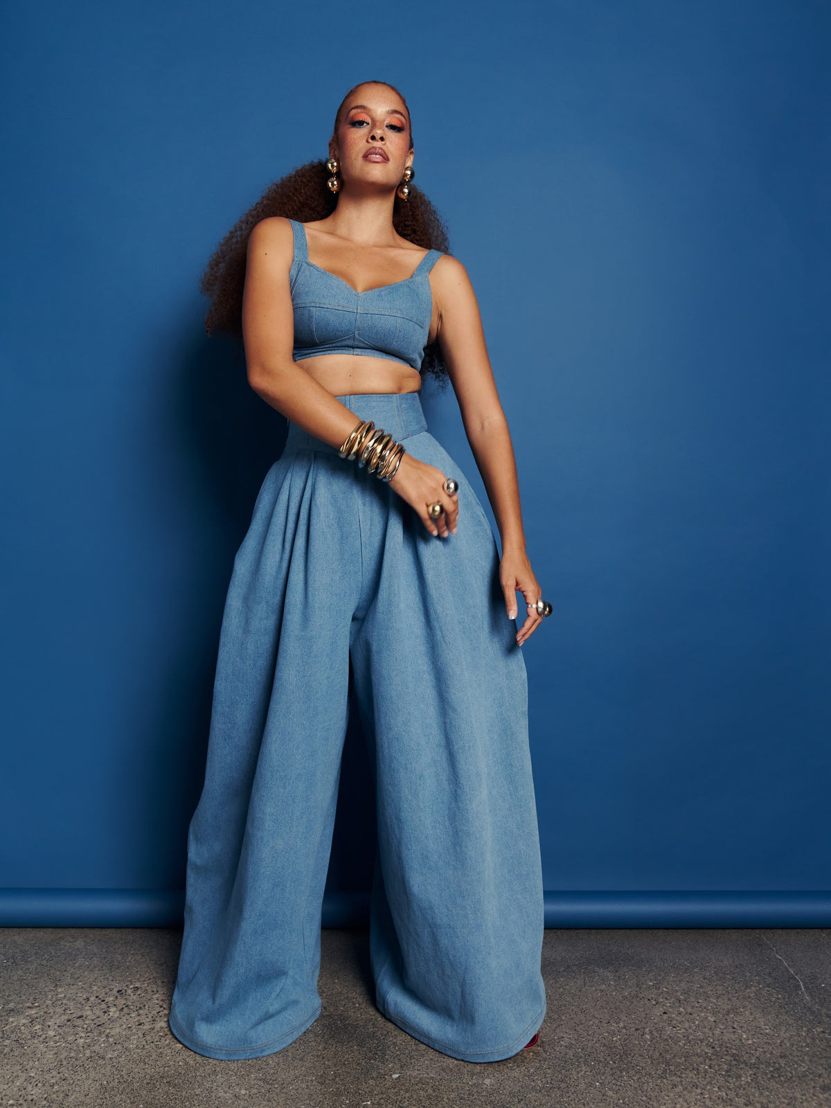 Light Denim KIARA Wide Leg Pants