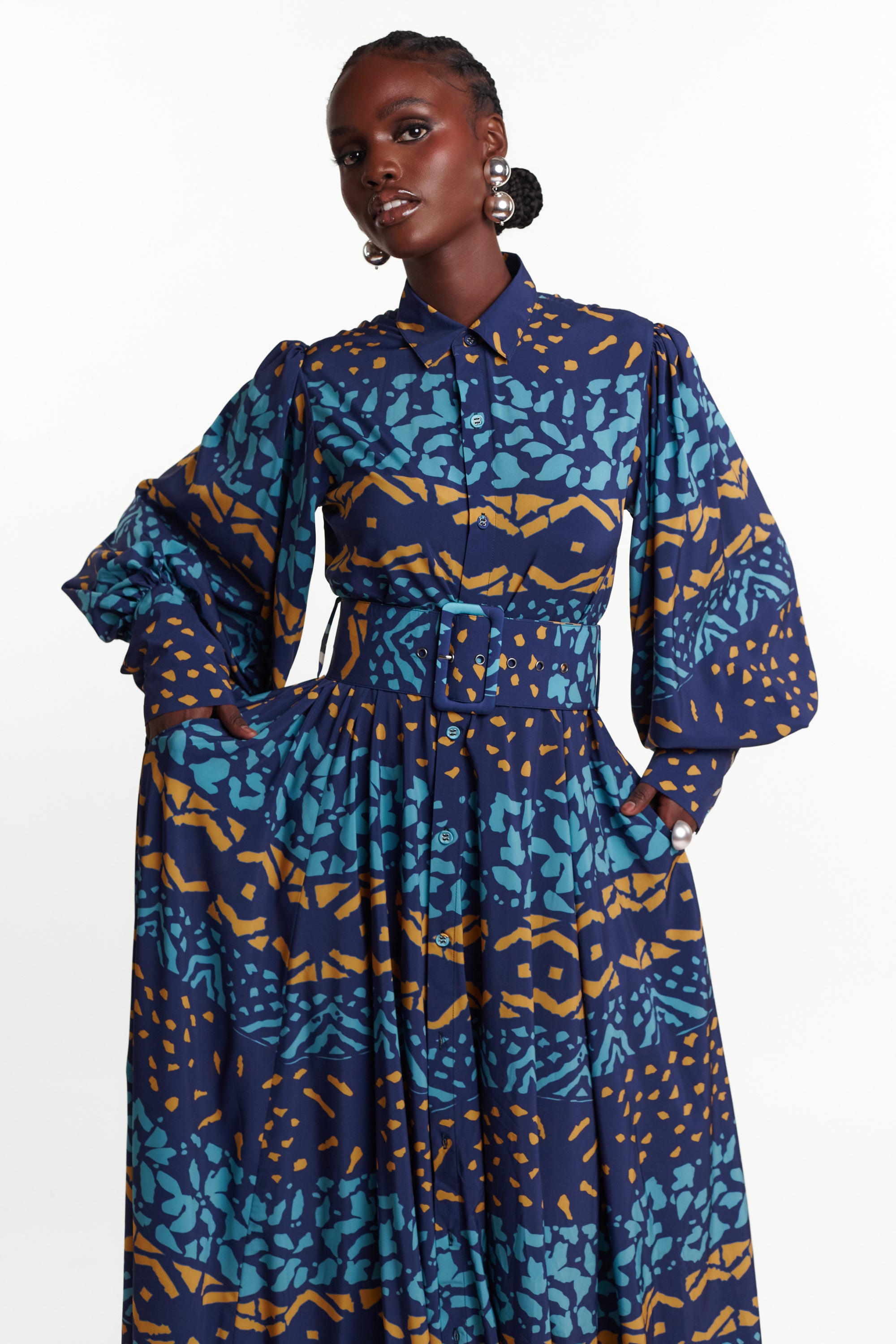 ANU BLUE MAXI SHIRT DRESS