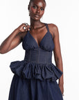 Denim Pinstripe ADELE Peplum Top