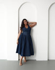 Denim Pinstripe NOEMI Midi Dress