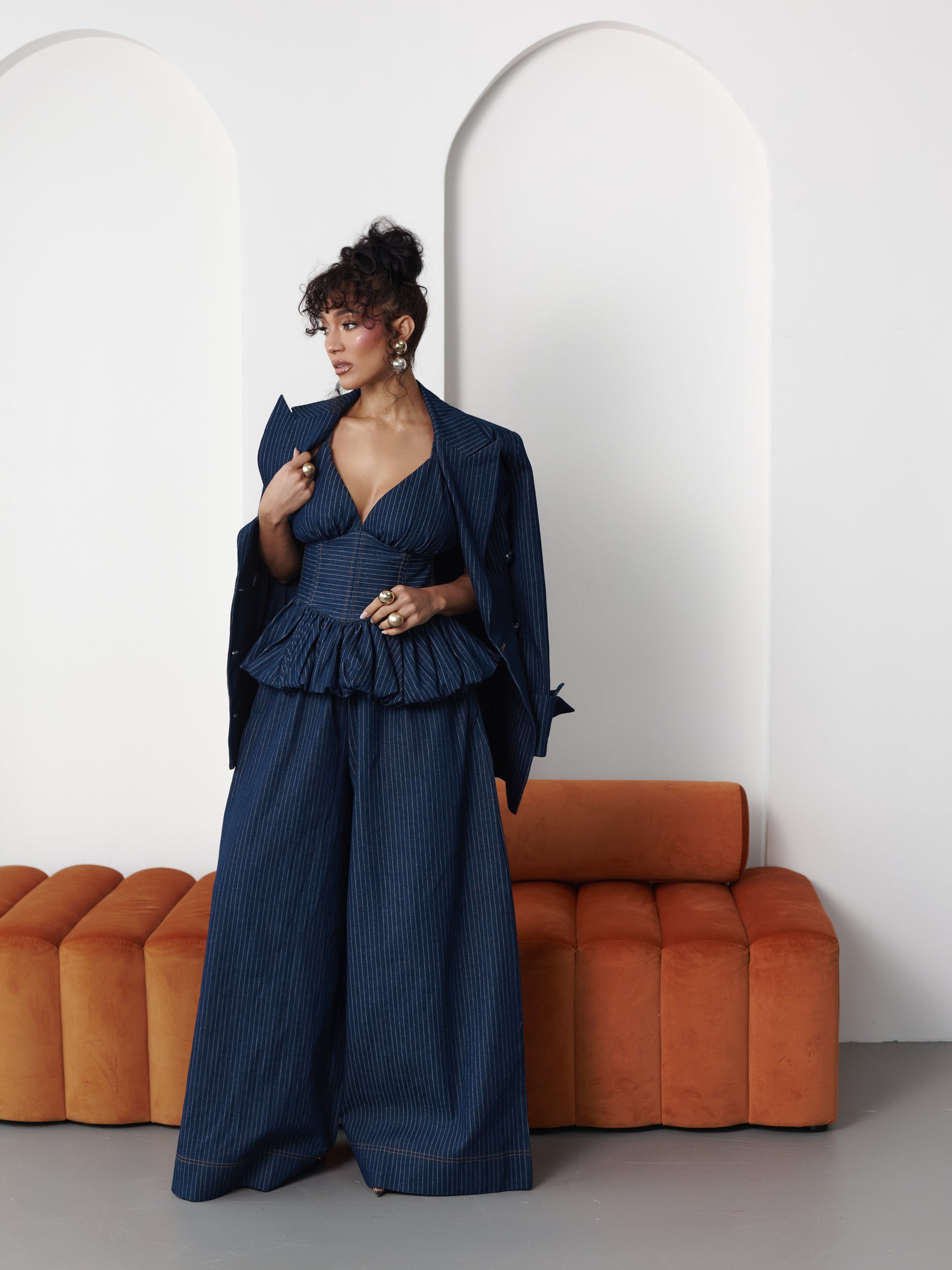 Denim Pinstripe NYLA Blazer Dress