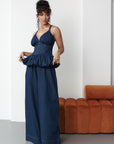 Denim Pinstripe ADELE Peplum Top