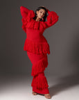 IGHO Sequin Fringe Maxi Dress in RED