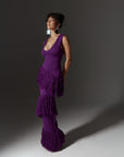 UYAI Sequin Fringe Maxi Dress in PURPLE