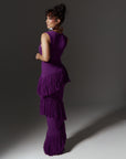 UYAI Sequin Fringe Maxi Dress in PURPLE