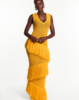 UYAI Sequin Fringe Maxi Dress in YELLOW