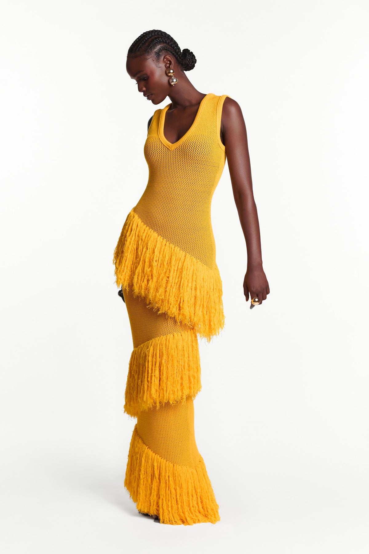 UYAI Sequin Fringe Maxi Dress in YELLOW