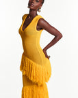 UYAI Sequin Fringe Maxi Dress in YELLOW