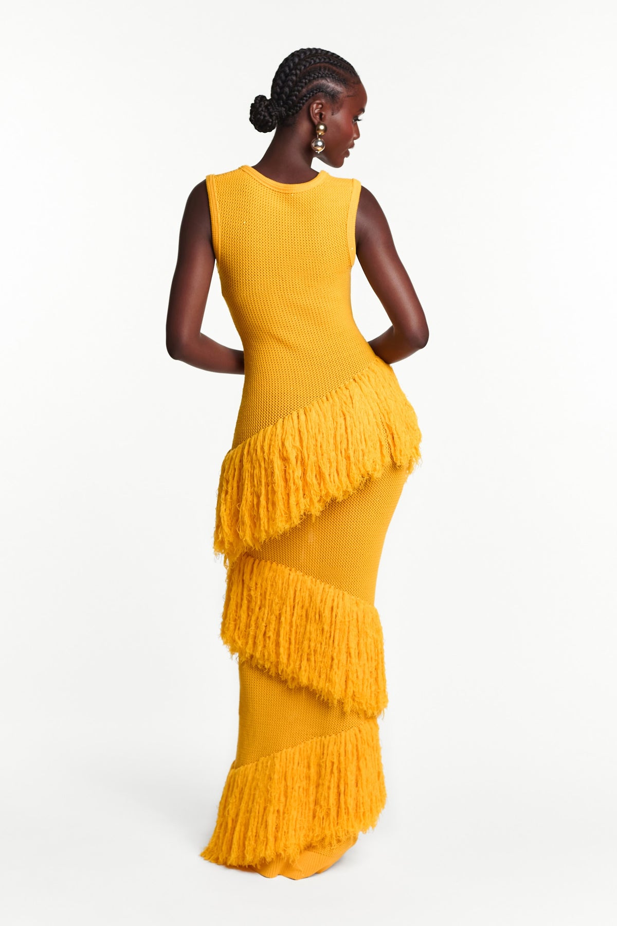 UYAI Sequin Fringe Maxi Dress in YELLOW