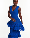 UYAI Sequin Fringe Maxi Dress in BLUE