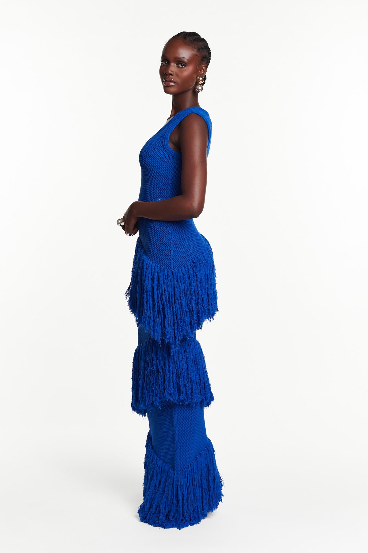 UYAI Sequin Fringe Maxi Dress in BLUE